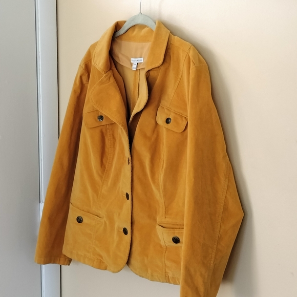 Corduroy Figure Flattering Yellow Jacket 20W Stretch Office Travel - Picture 2 of 7